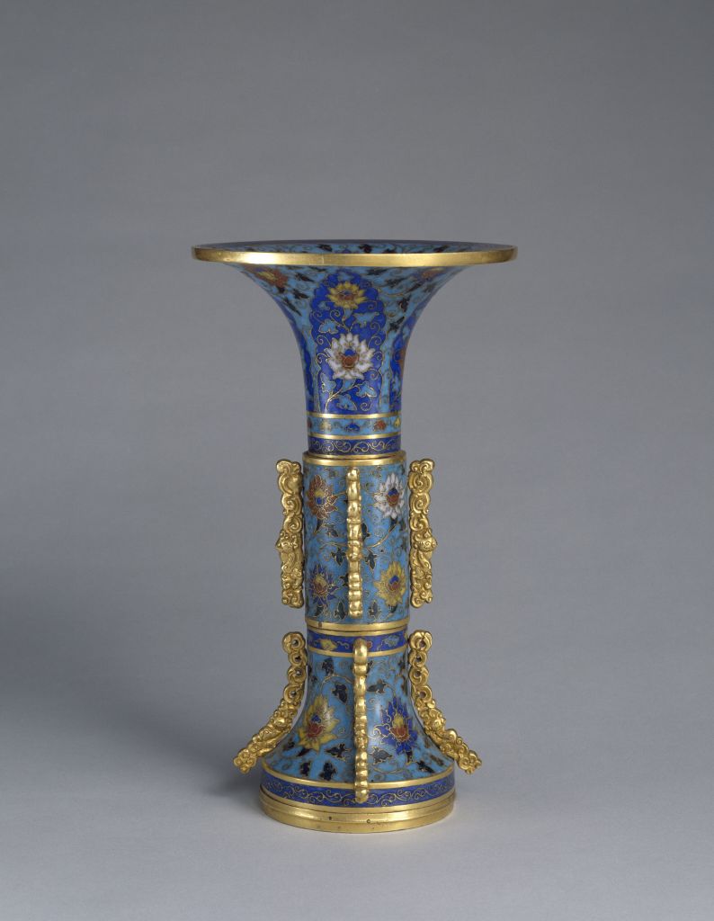 图片[1]-Xuande style filigree enamel with lotus pattern and halberd and goblet-China Archive